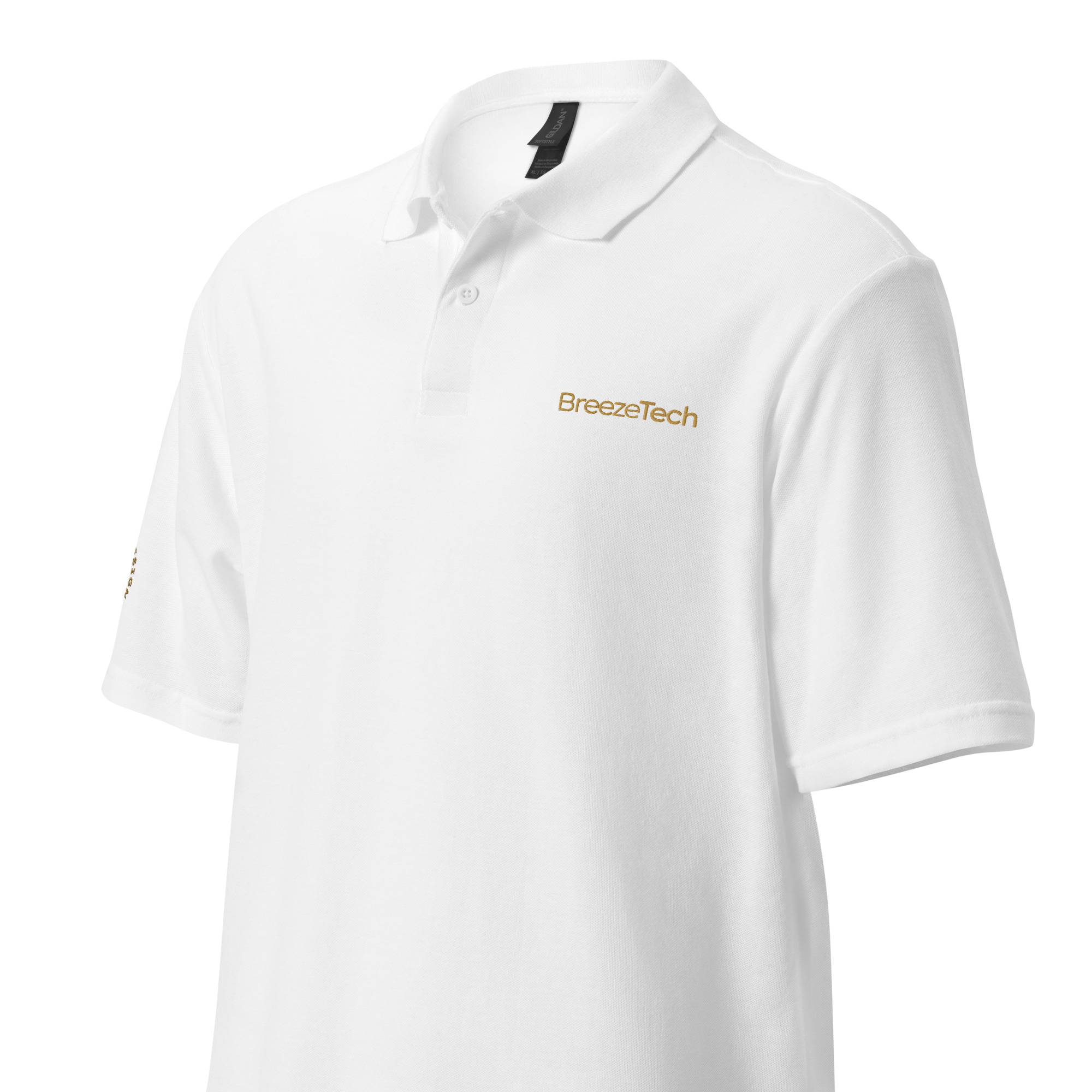 BreezeTech Unisex White polo shirt - Image 3